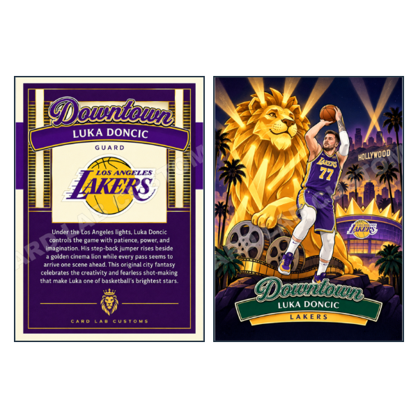 Luka Doncic Downtown Los Angeles Lakers - Custom Fan Made Card front and back