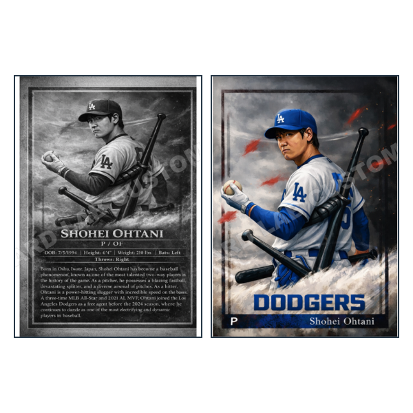 Shohei Ohtani Project 70 Los Angeles Dodgers - Custom Fan Made Card front and back