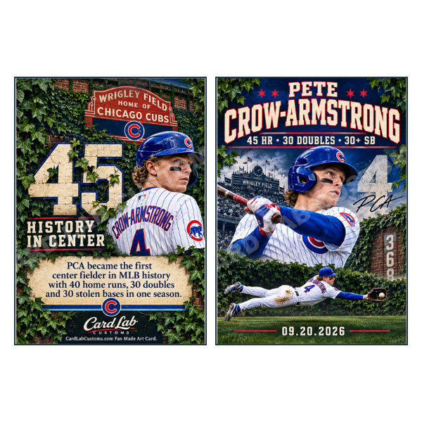 Pete Crow-Armstrong Card Lab Customs Now History in Cente - Custom Fan Made Card front and back