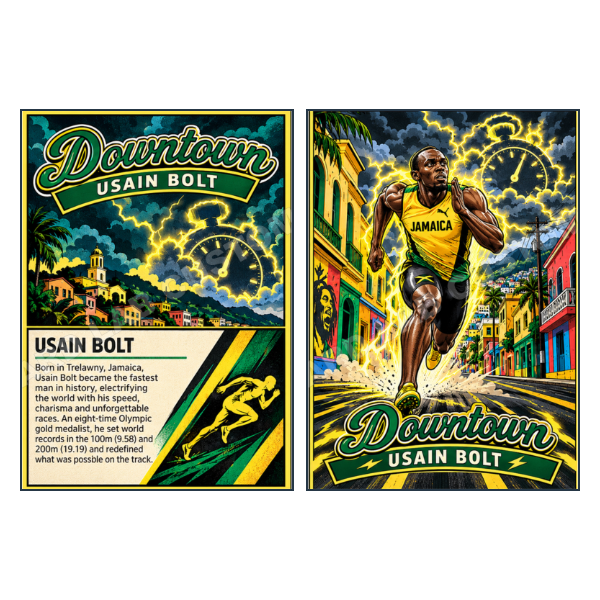 Usain Bolt Downtown - Custom Fan Made Card front and back
