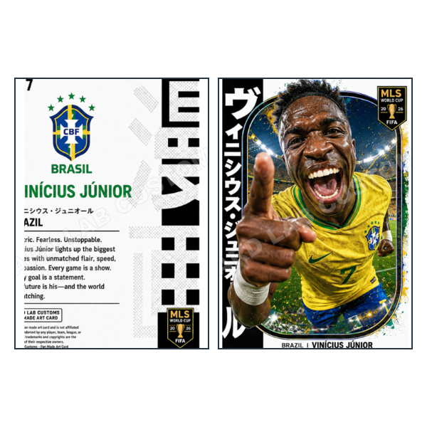 Vinicius Junior Manga 2026 MLS World Cup Brazil - Custom Fan Made Card front and back
