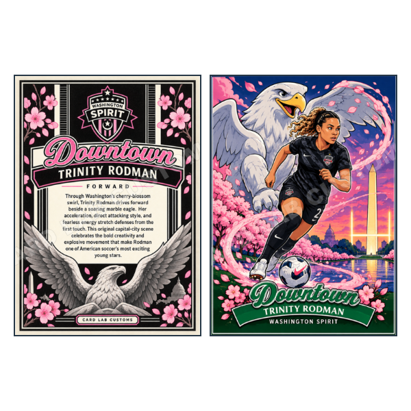 Trinity Rodman Downtown Washington Spirit - Custom Fan Made Card front and back