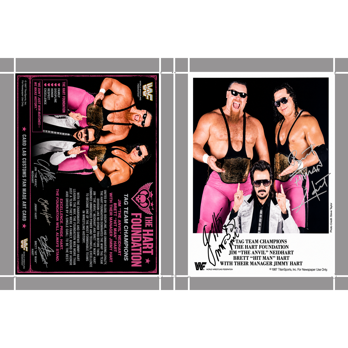 Jim Hart & Brett Hart WWF Signature Series Custom Fan Made Art Card