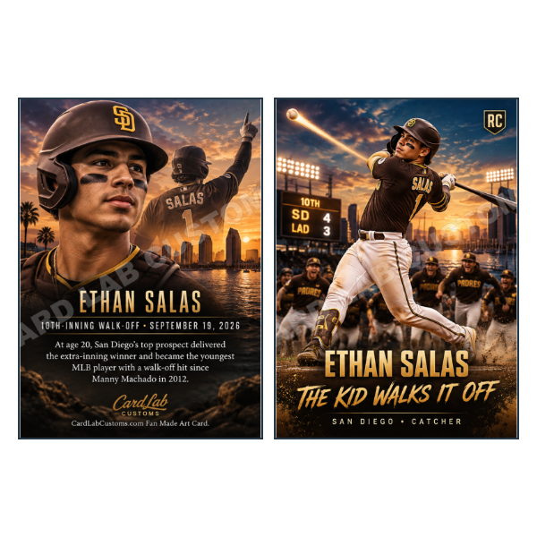 Ethan Salas The Kids Walks it Off San Diego Padres - Custom Fan Made Card front and back
