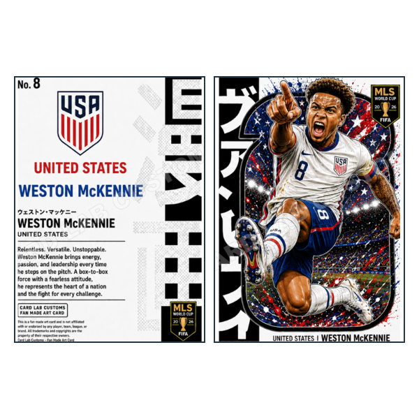 Weston McKennie Manga 2026 MLS World Cup United States - Custom Fan Made Card front and back