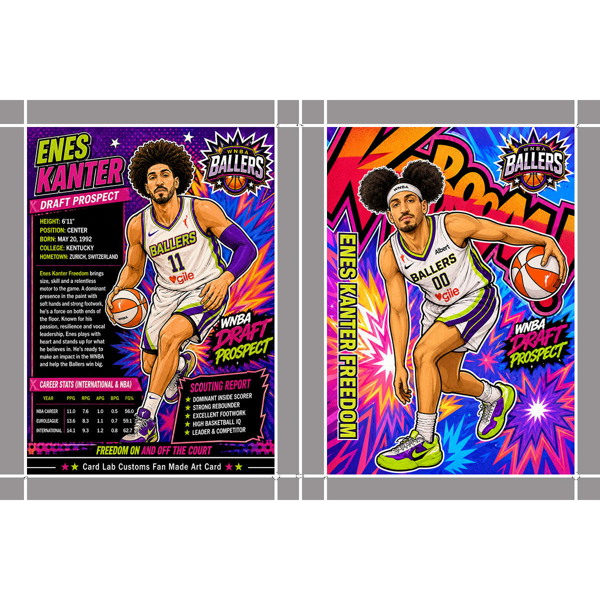 Enes Kanter Freedom Kaboom WNBA Ballers Custom Fan Made Art Card