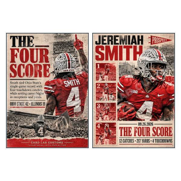 Jeremiah Smith Ohio State Buckeyes The Four Score - Custom Fan Made Card front and back