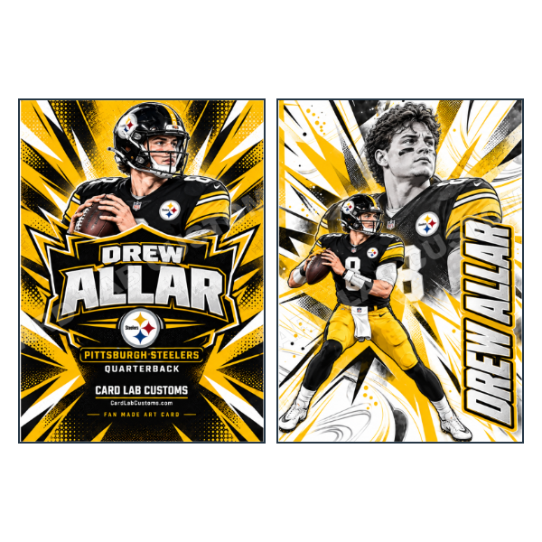 Drew Allar Shockwave Pittsburgh Steelers - Custom Fan Made Card front and back