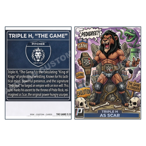 Triple H as Scar from The Lion King Downtown WWE - Custom Fan Made Card front and back