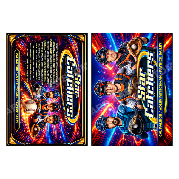 Star Catchers Cal Raleigh, Adley Rutschman, & Patrick Hen - Custom Fan Made Card front and back