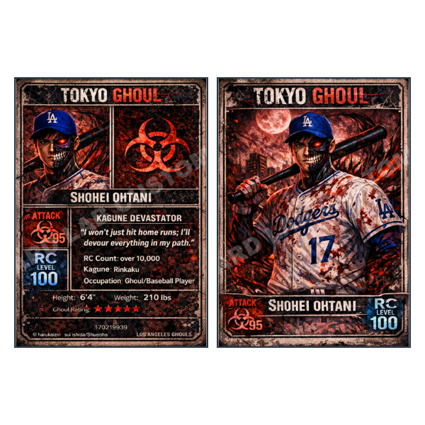 Shohei Ohtani Tokyo Ghoul Los Angeles Dodgers - Custom Fan Made Card front and back