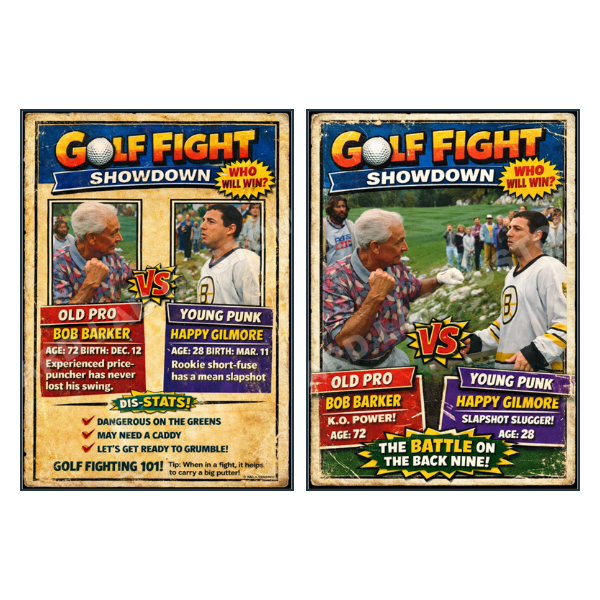 Happy Gilmore vs Bob Barker Golf Fight - Custom Fan Made Card front and back