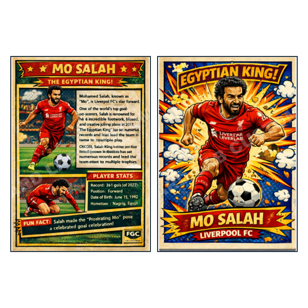 Mo Salah Kaboom Liverpool FC - Custom Fan Made Card front and back