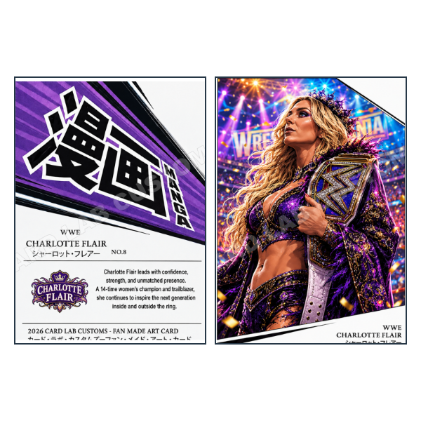 Charlotte Flair Manga - Custom Fan Made Card front and back