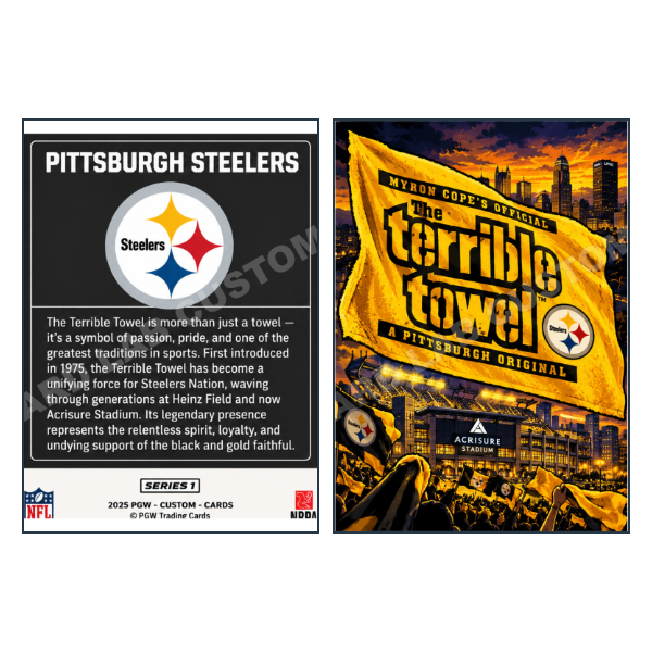 Terrible Towel Downtown Pittsburgh Steelers - Custom Fan Made Card front and back