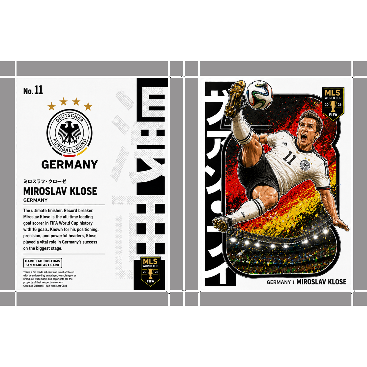Miroslav Klose "Manga Style" Germany Soccer Custom Fan Made Art Card