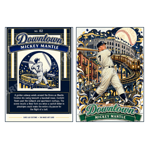 Mickey Mantle Downtown Subway New York Yankees - Custom Fan Made Card front and back
