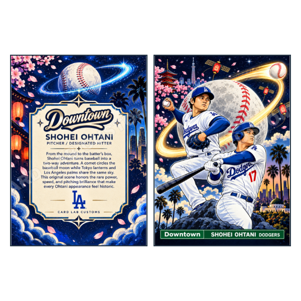 Shohei_Ohtani_Downtown_4x6_Print_Sheet - Custom Fan Made Card front and back