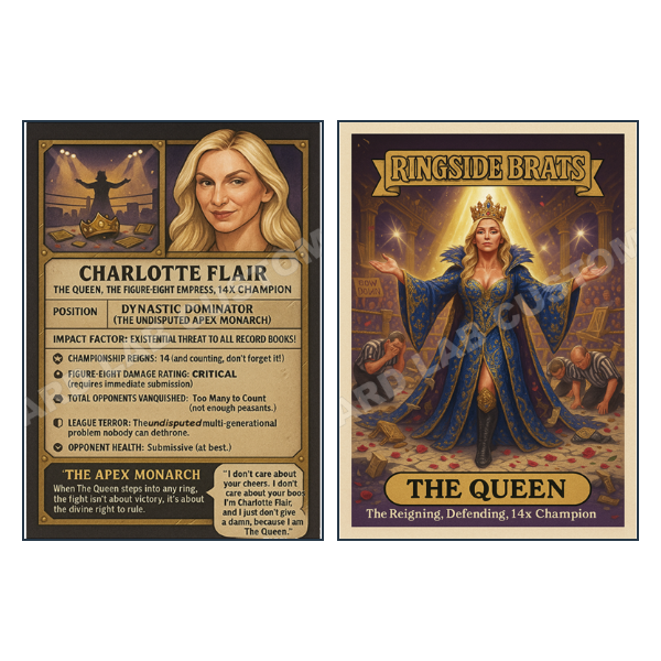 Charlotte Flair as The Queen - Custom Fan Made Card front and back