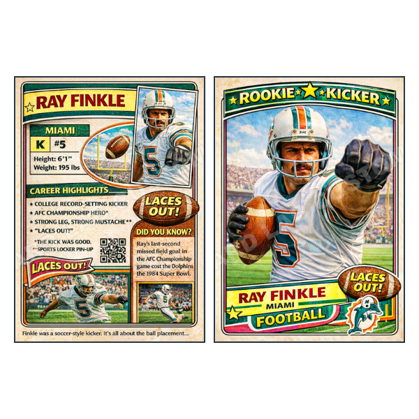 Ray Finkle Laces Out Ace Ventura Miami Dolphins - Custom Fan Made Card front and back