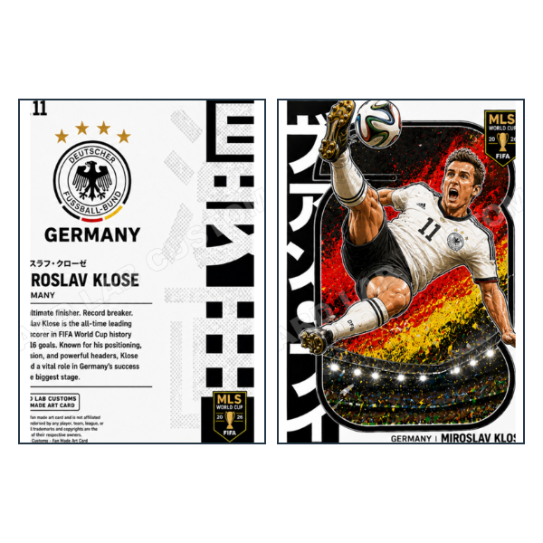 Miroslav Klose Manga 2026 MLS World Cup Germany - Custom Fan Made Card front and back