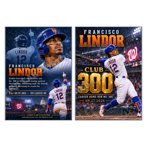 Francisco Lindor New York Mets Club 300 - Custom Fan Made Card front and back