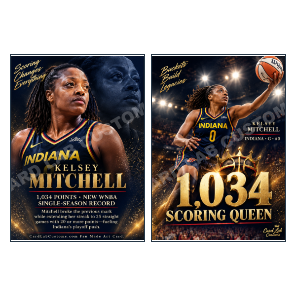 Kelsey Mitchell Scoring Queen Indiana Fever - Custom Fan Made Card front and back