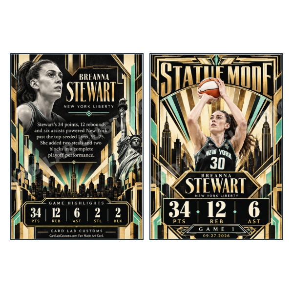 Breanna Stewart New York Liberty Statue Mode - Custom Fan Made Card front and back