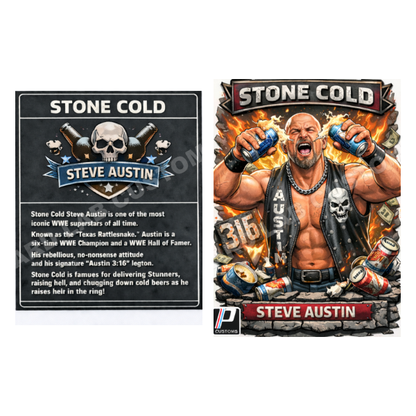 Steve Austin Downtown Stone Cold - Custom Fan Made Card front and back