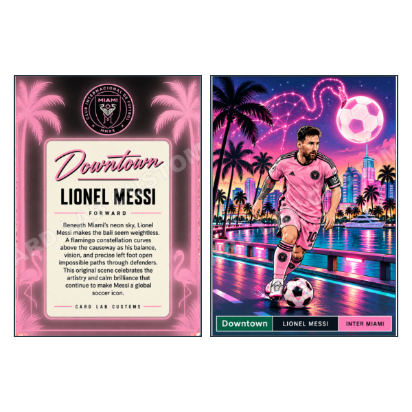 Lionel Messi Downtown Pink Inter Miami - Custom Fan Made Card front and back