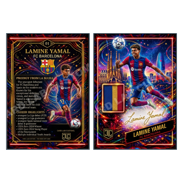 Lamine Yamal Patch & Auto facsimilie - Custom Fan Made Card front and back