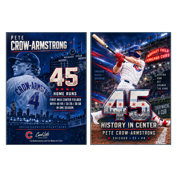 Pete Crow-Armstrong 45 Chicago Cubs - Custom Fan Made Card front and back