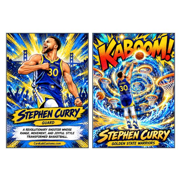 Stephen Curry Kaboom Three Point Tornado Golden State War - Custom Fan Made Card front and back
