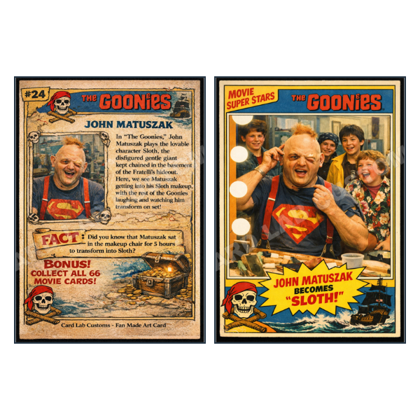 John Matuszak as the Sloth The Goonies - Custom Fan Made Card front and back
