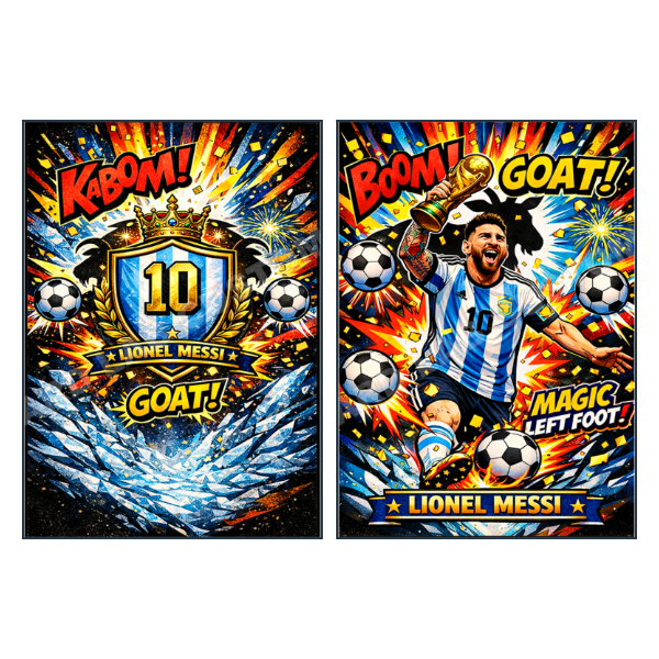 Lionel Messi Kaboom Goat - Custom Fan Made Card front and back
