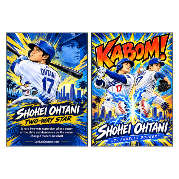 Shohei Ohtani Kaboom Two-Way Star Los Angeles Dodgers - Custom Fan Made Card front and back