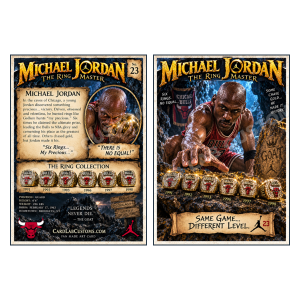 Michael Jordan The Ring Master Chicago Bulls - Custom Fan Made Card front and back