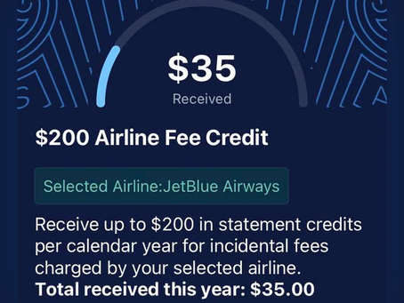 Amex Platinum $200 항공 수수료 크레딧