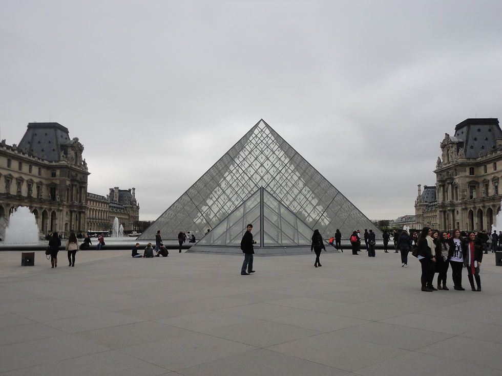 Famous pyramid in front of The Louvre