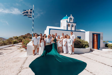 Group photoshoot in Santorini