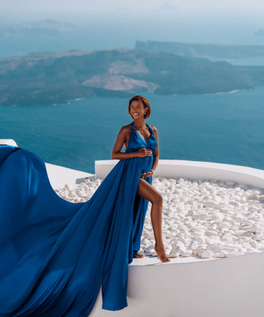 Romantic pregnancy photoshoot in Imerovigli Santorini Greece