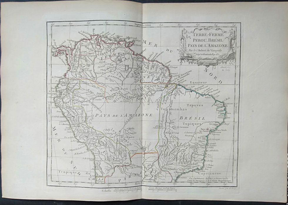 TERRE-FERME, PEROU, BRESIL, Pays de L'Amazone, Carte ancienne