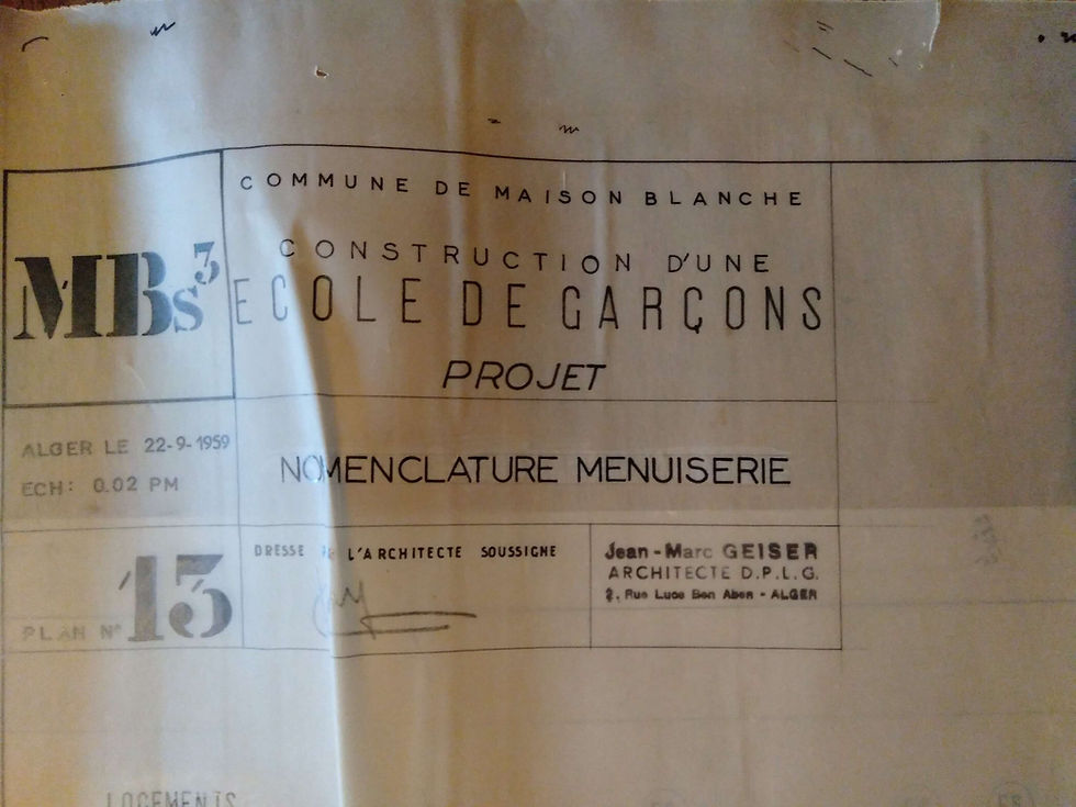 Croquis d’architecture sur calque, J-M. GEISER, 1959