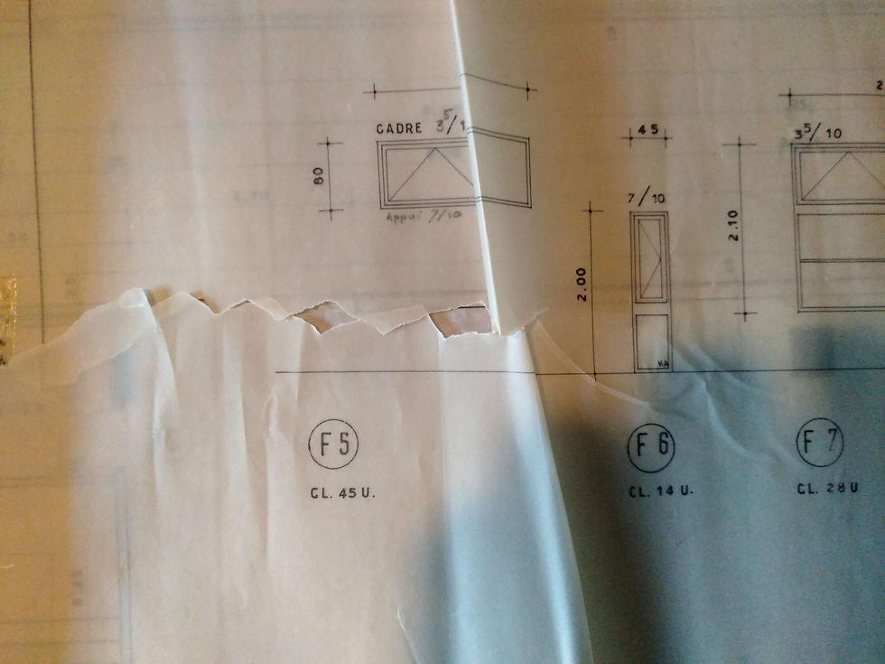Miniature : Croquis d’architecture sur calque, J-M. GEISER, 1959