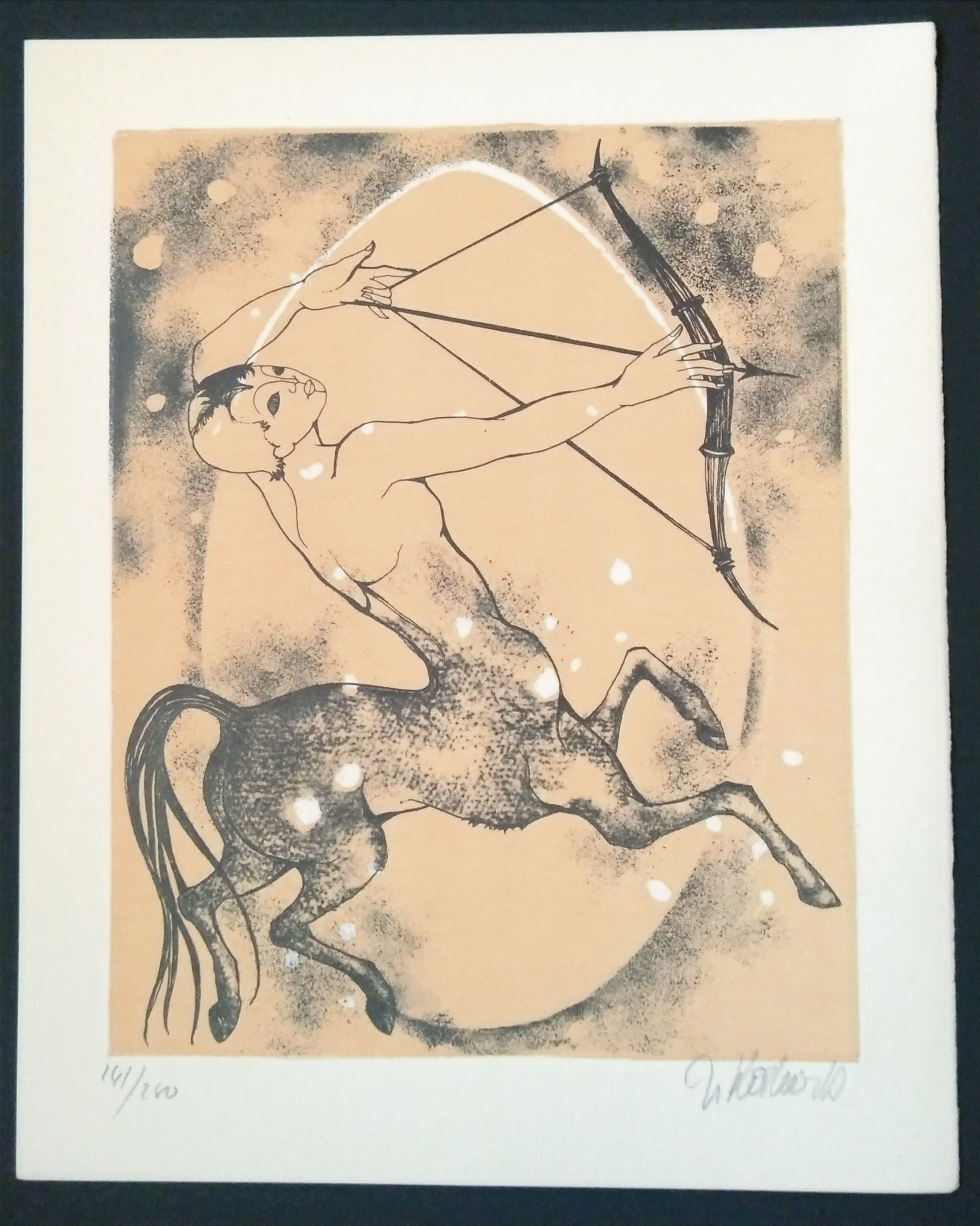 SAGITTAIRE, signe du zodiaque, lithographie originale