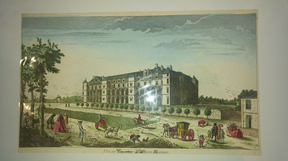 Vue d'Optique représentant Le Château B. de Madrid. 1762 hand coloured