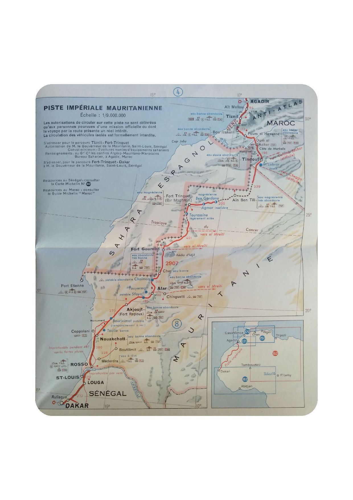 Sahara, L'Epopée Leclerc 1954-55, Map Michelin, carte ancienne