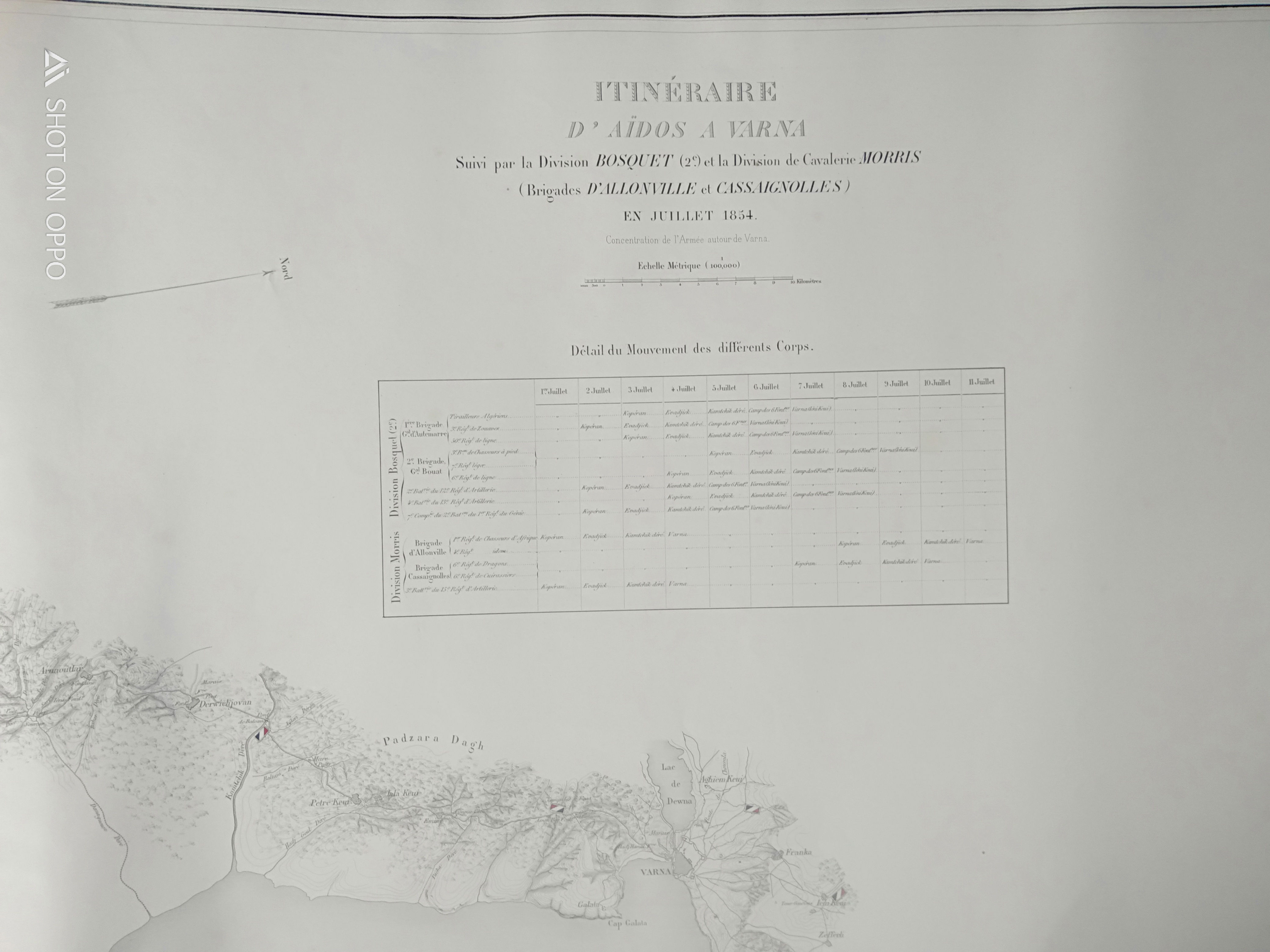 Itinéraire d'AIDOS A VARNA, Batailles, Guerre d'Orient, Napoléon III, 1858