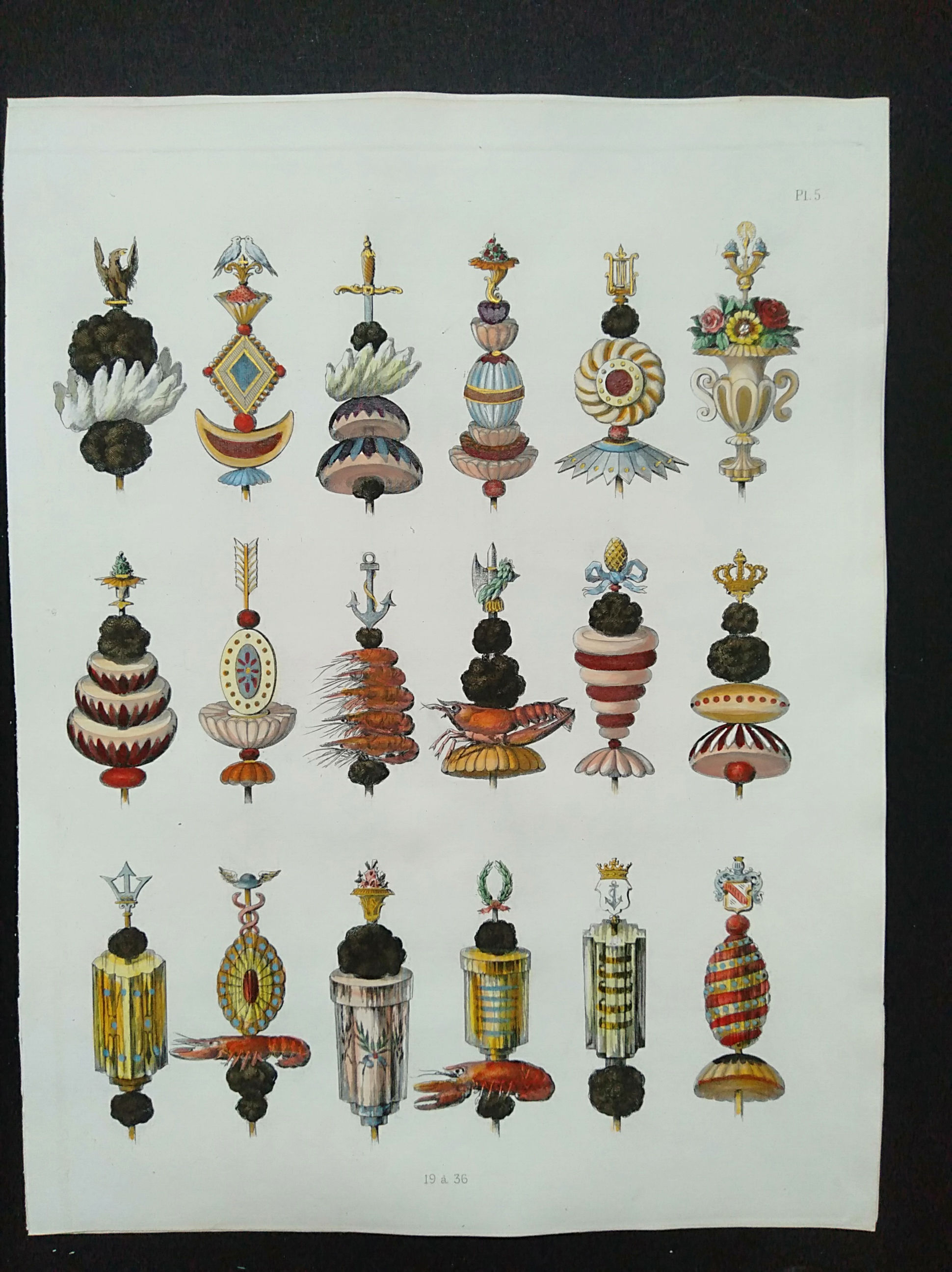 Gastronomie française, Menu, Patisserie, Confiserie, Pièces montées, gravure 5
