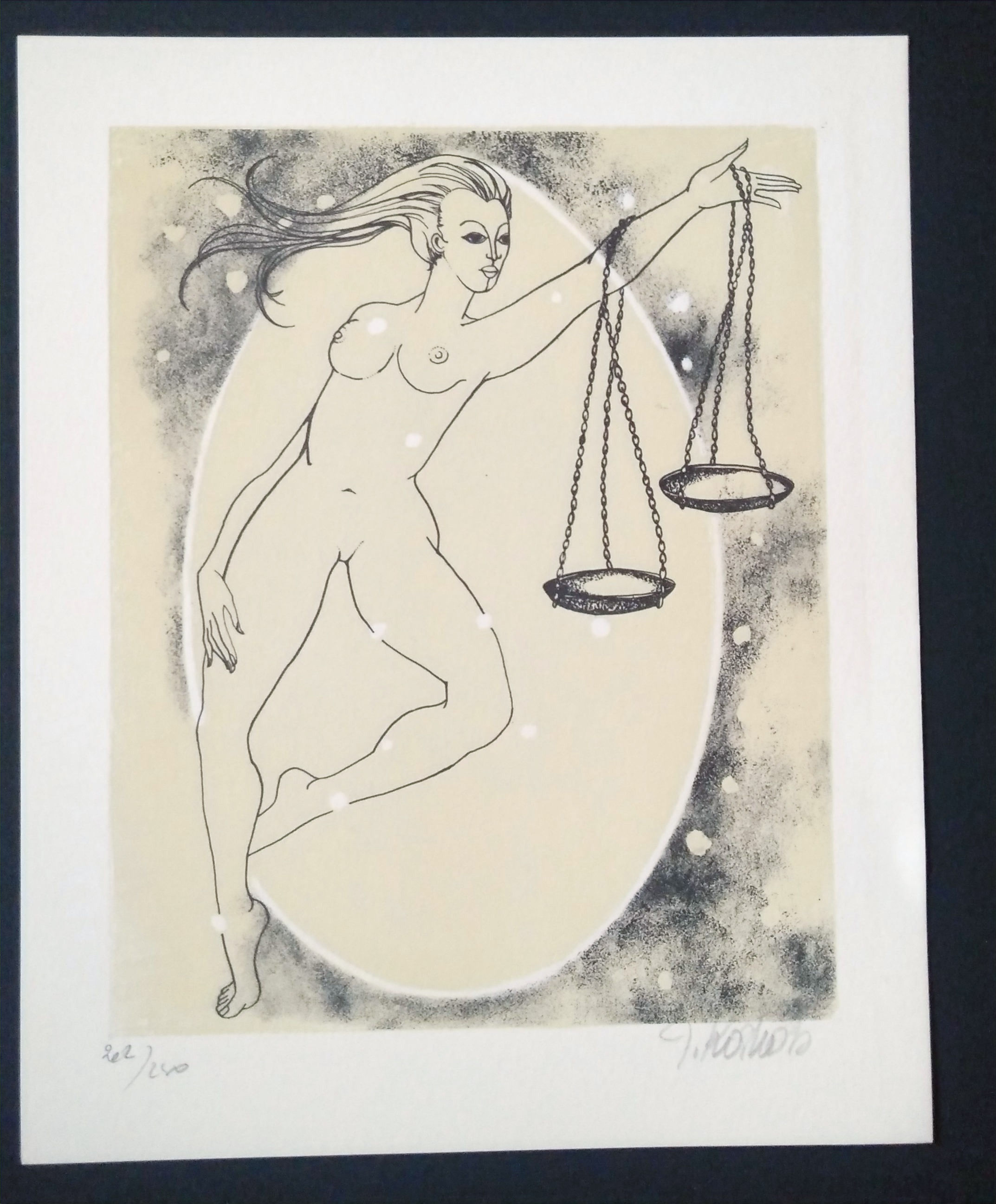 BALANCE, signe du zodiaque, lithographie originale